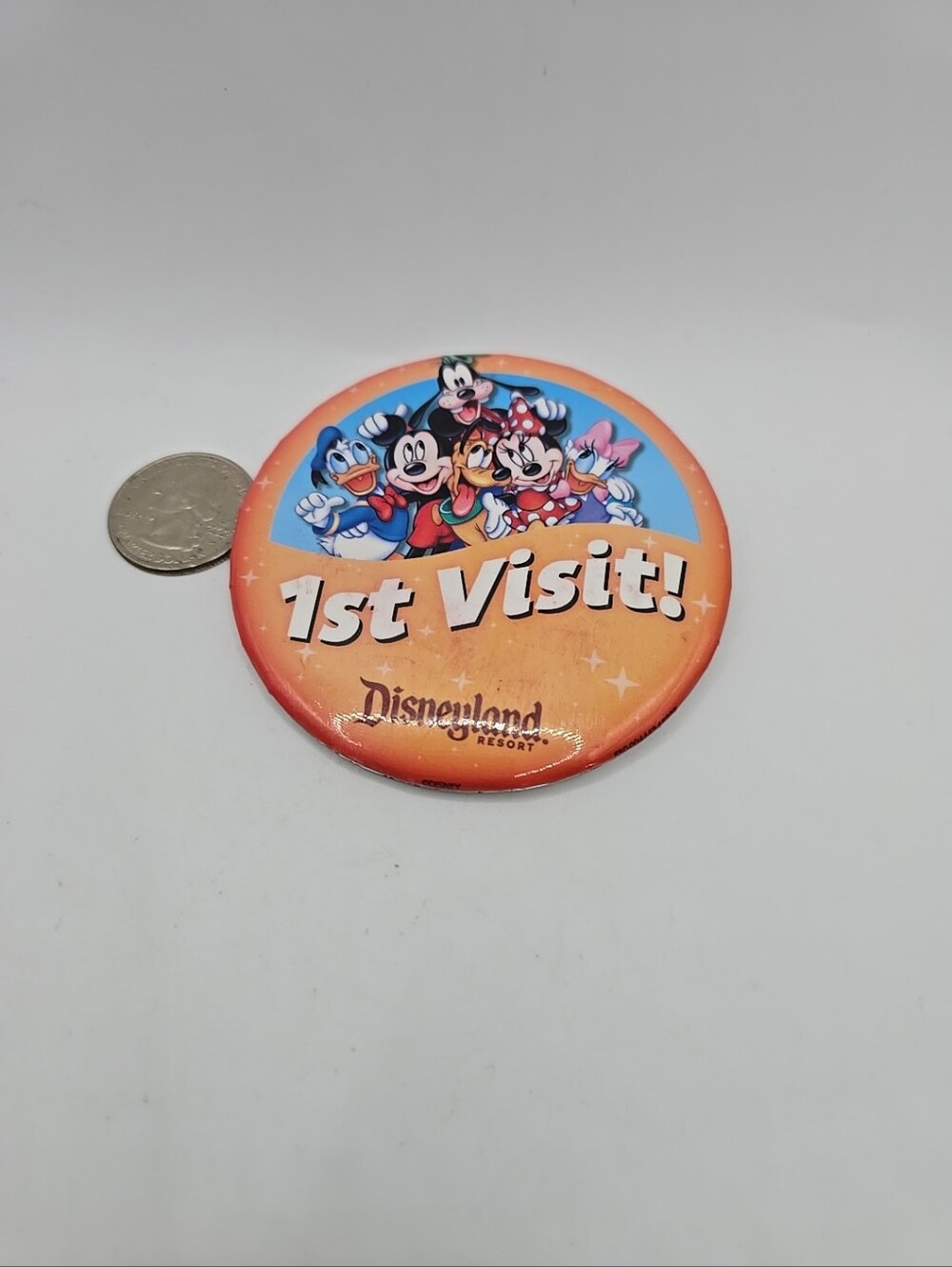 1st Visit Disneyland Resort Mickey Minnie Goofy Donald Duck 3” Button Pin Disney